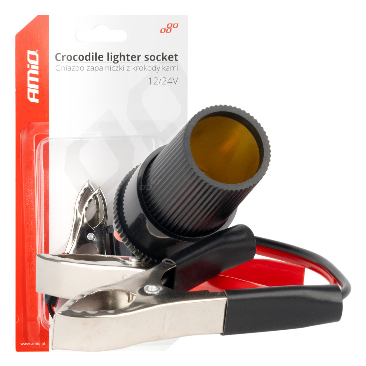 Sigaretisüütaja adapter 12V/24V, krokodilltüüpi, 15 cm AMIO-03803