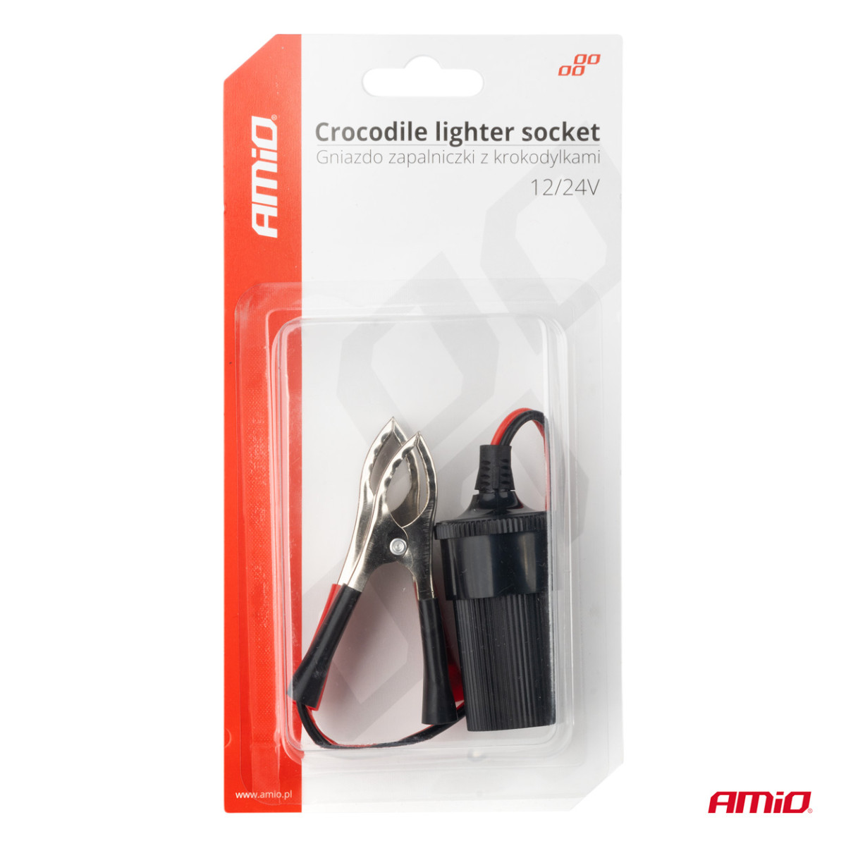 Sigaretisüütaja adapter 12V/24V, krokodilltüüpi, 15 cm AMIO-03803