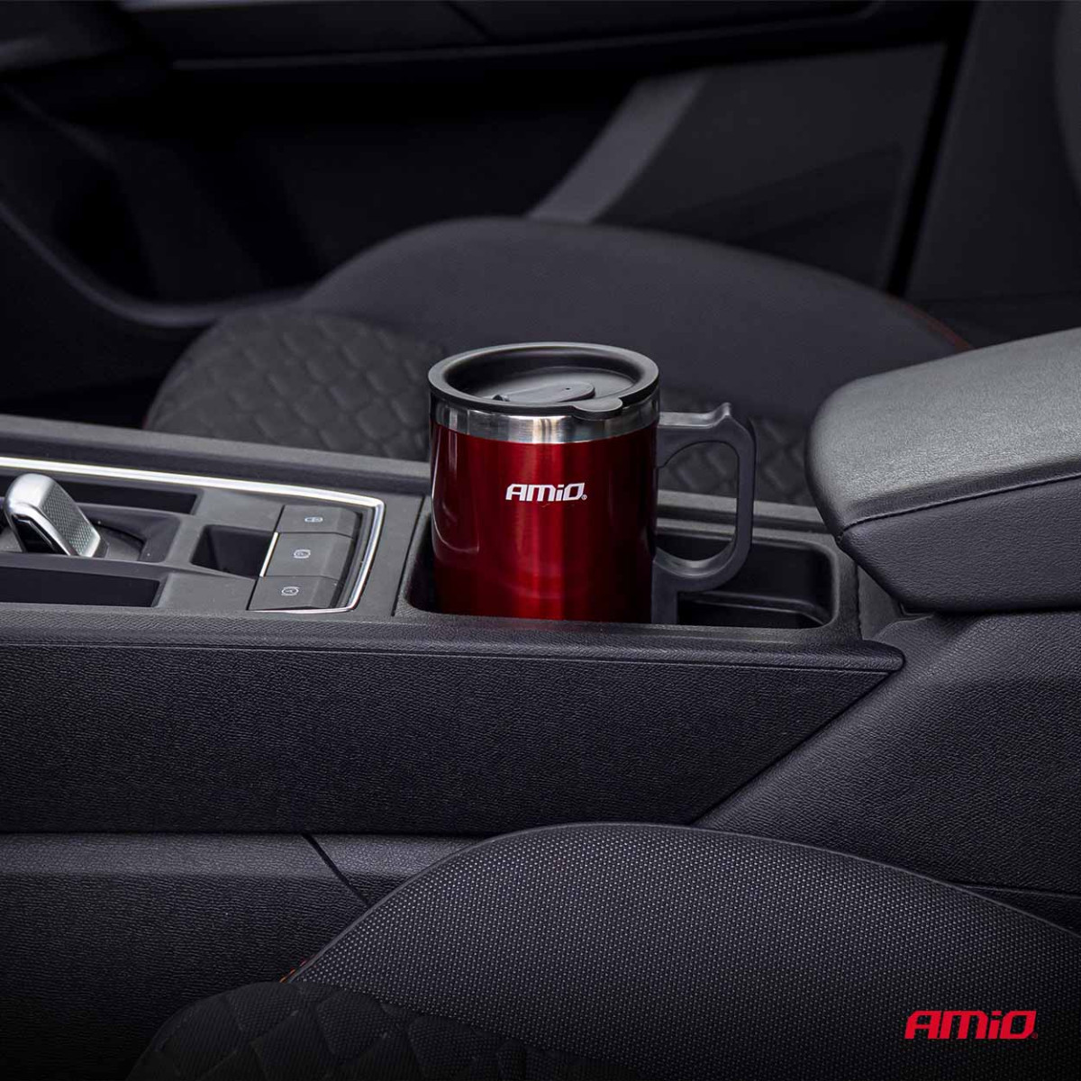 Autokannu tass, 450 ml 12V, punane, AMIO-02177