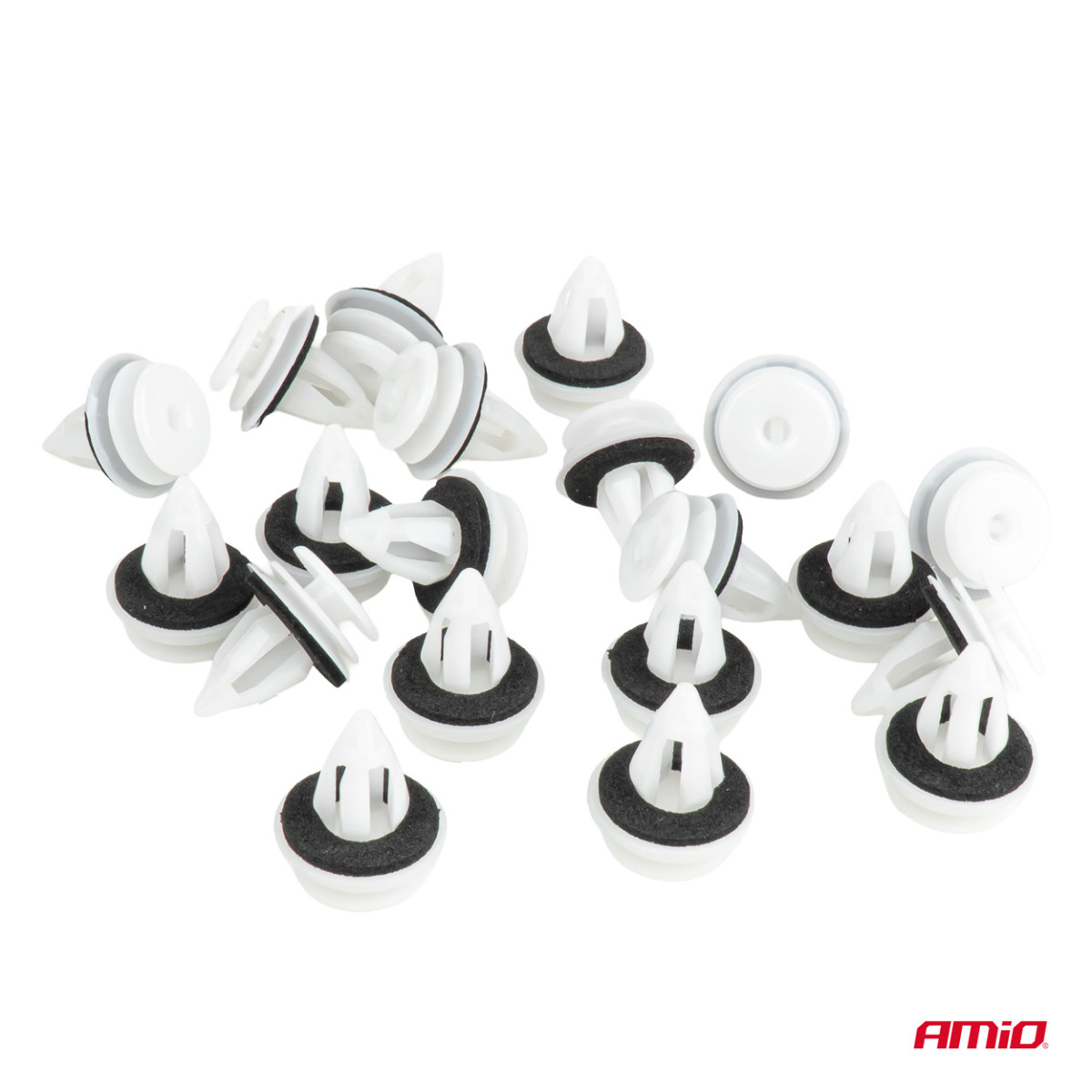 Ukse- ja pagasiruumi polstri klambrite komplekt kummitihendiga 20 mm, 20 tk, AMIO-05041
