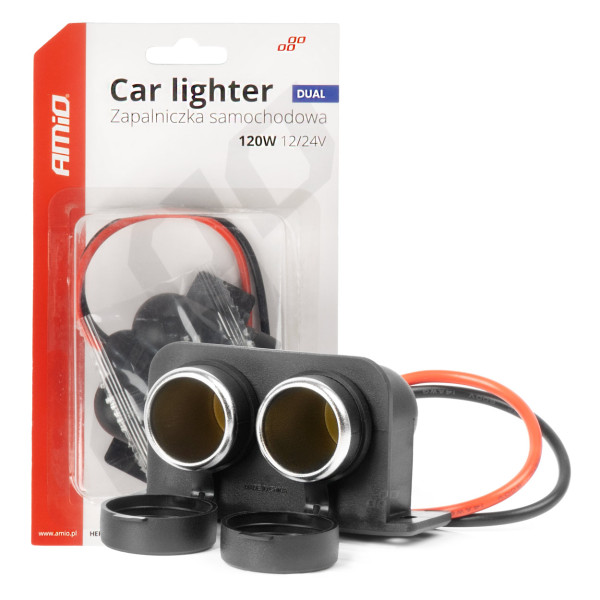 Topelttihendiga auto pistikupesa 12/24V AMIO-04130