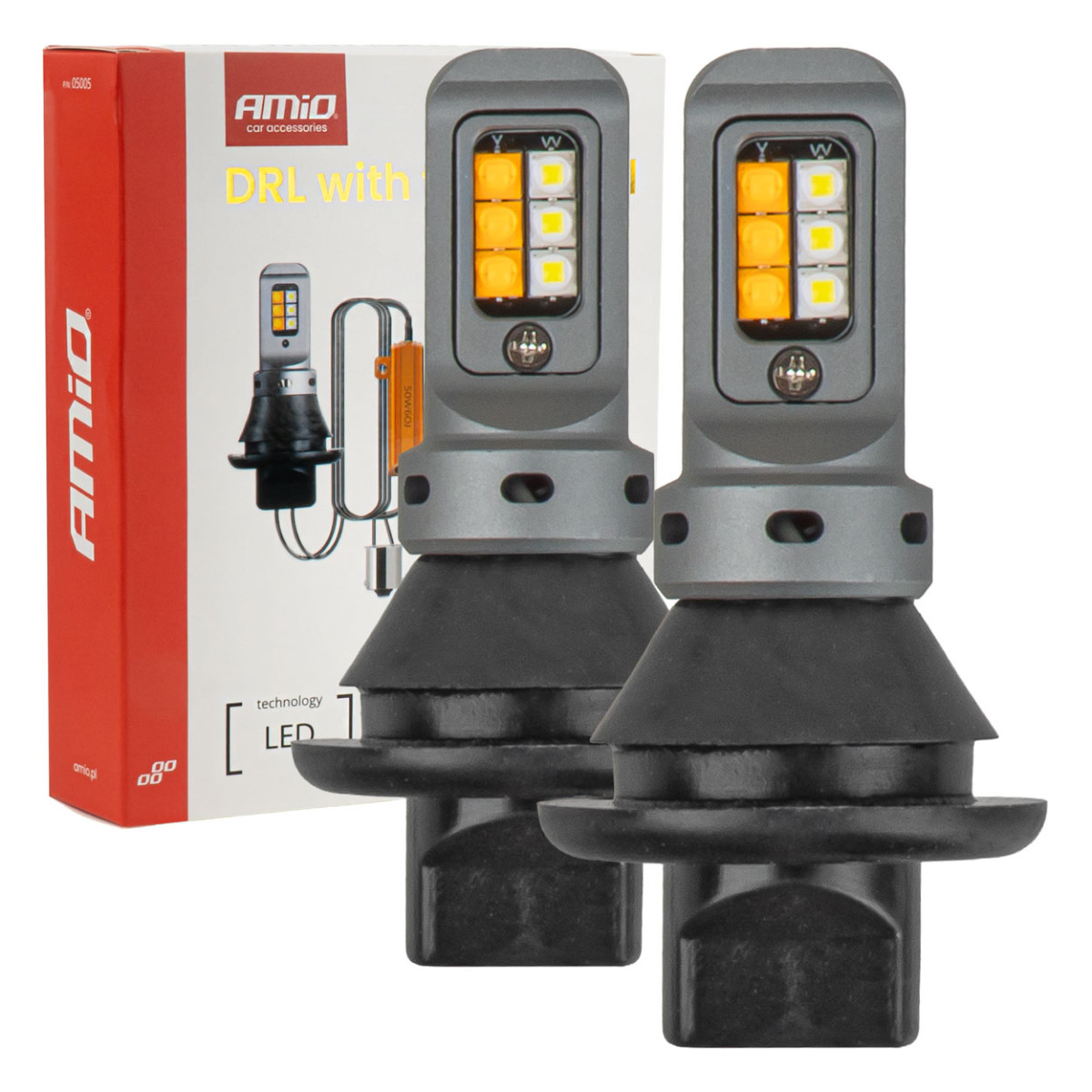 LED DRL päevasõidutuled ja suunatuled 2in1, 1156, CANBUS, 12/24 V, AMIO-05005