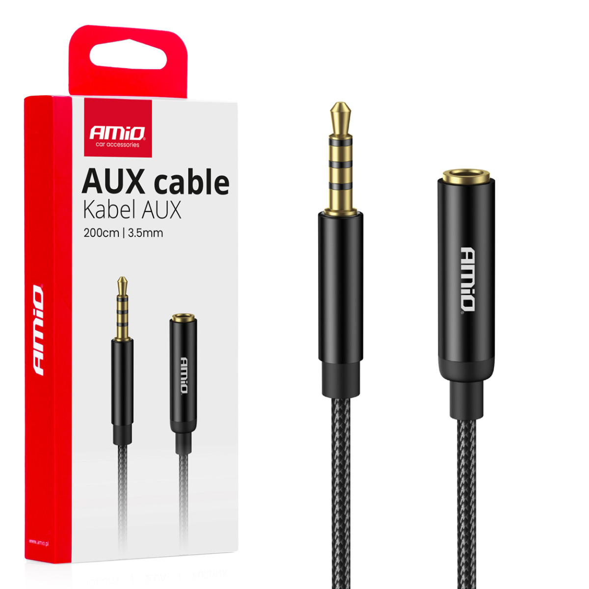 AUX 3,5 mm pikenduskaabel 2 m – isas-emas pistik, AMIO-04296