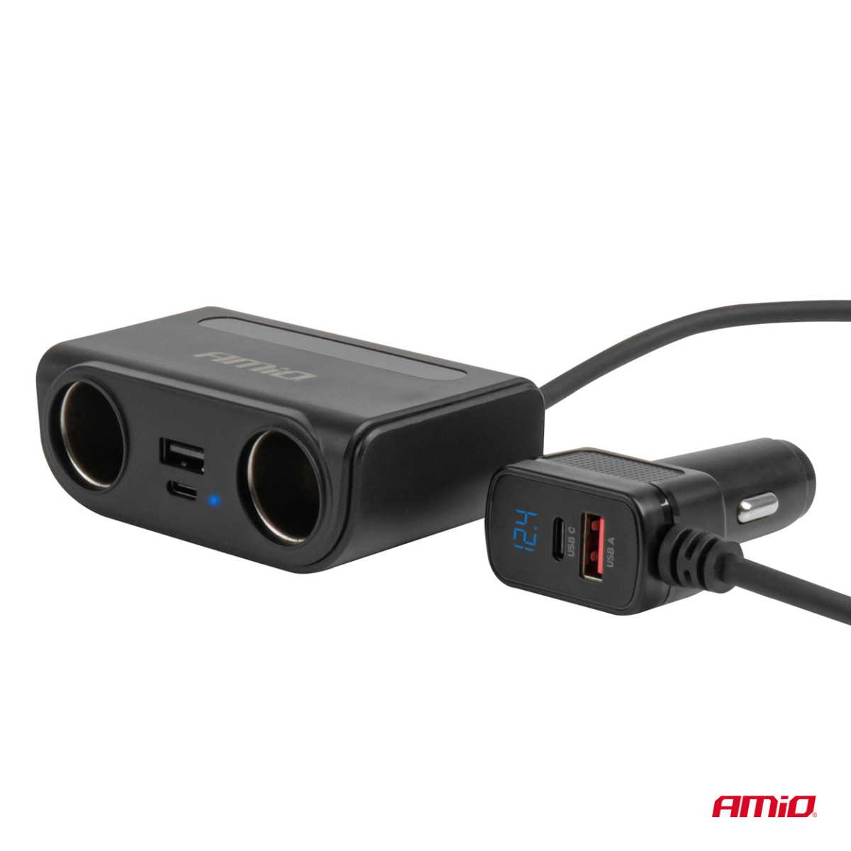 Pistikupesa jaotur 12/24V USB-C-ga USB-A QC3.0 PD3.0 120W AMIO-04837