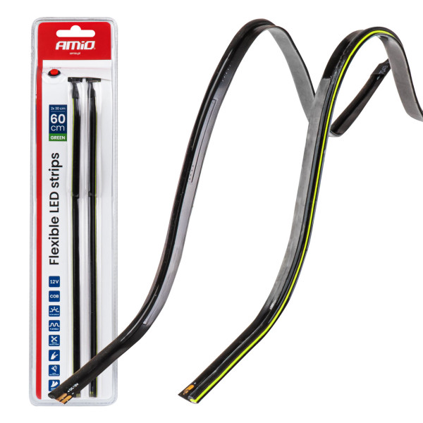 Painduvad külgmised COB LED-ribad 2x30 cm 12V, rohelised