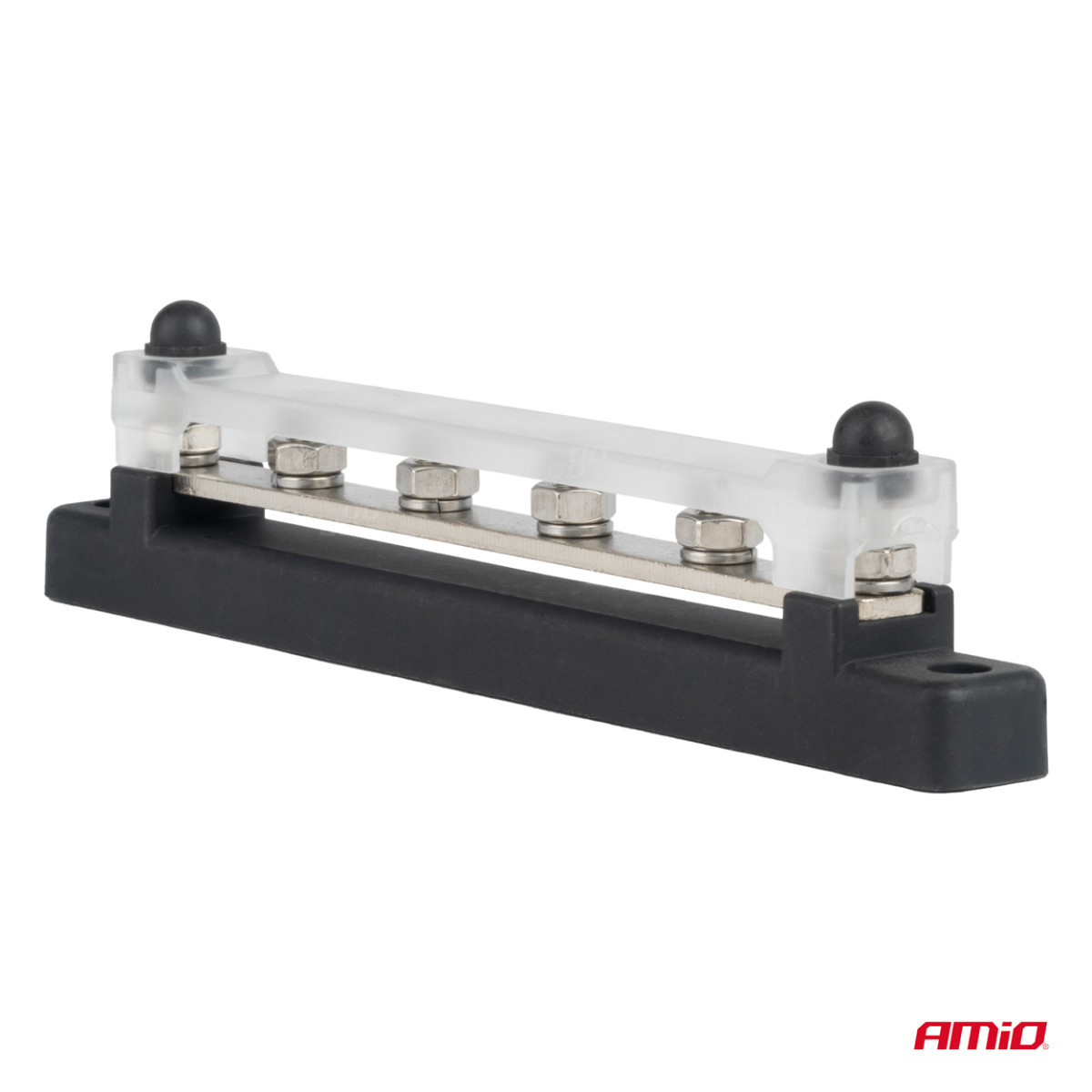 Negatiivse poolusega jaotusplokk 4 M6 kruviga, siinilatt 12/24/48V 150A, AMIO-03808