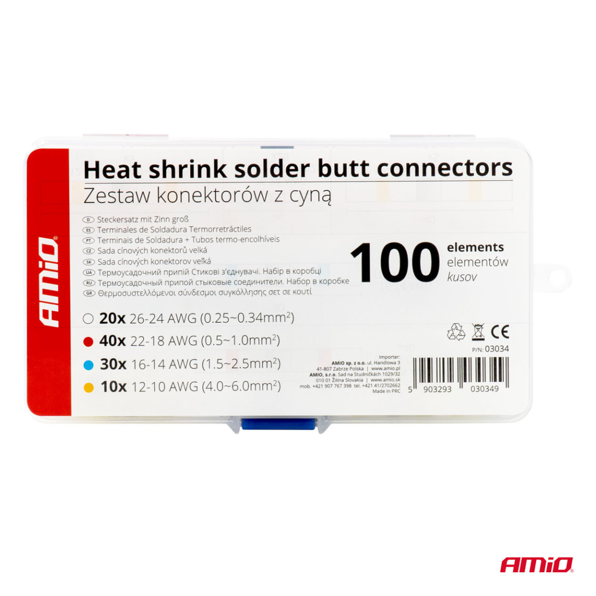 Termokahanevate jooteühenduste komplekt jootetoruga 100 tk, AMIO-03034