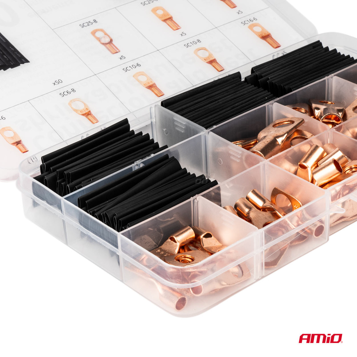 Termokahanevad juhtmeühendused ja hülsid, 140 tk. AMIO-04121