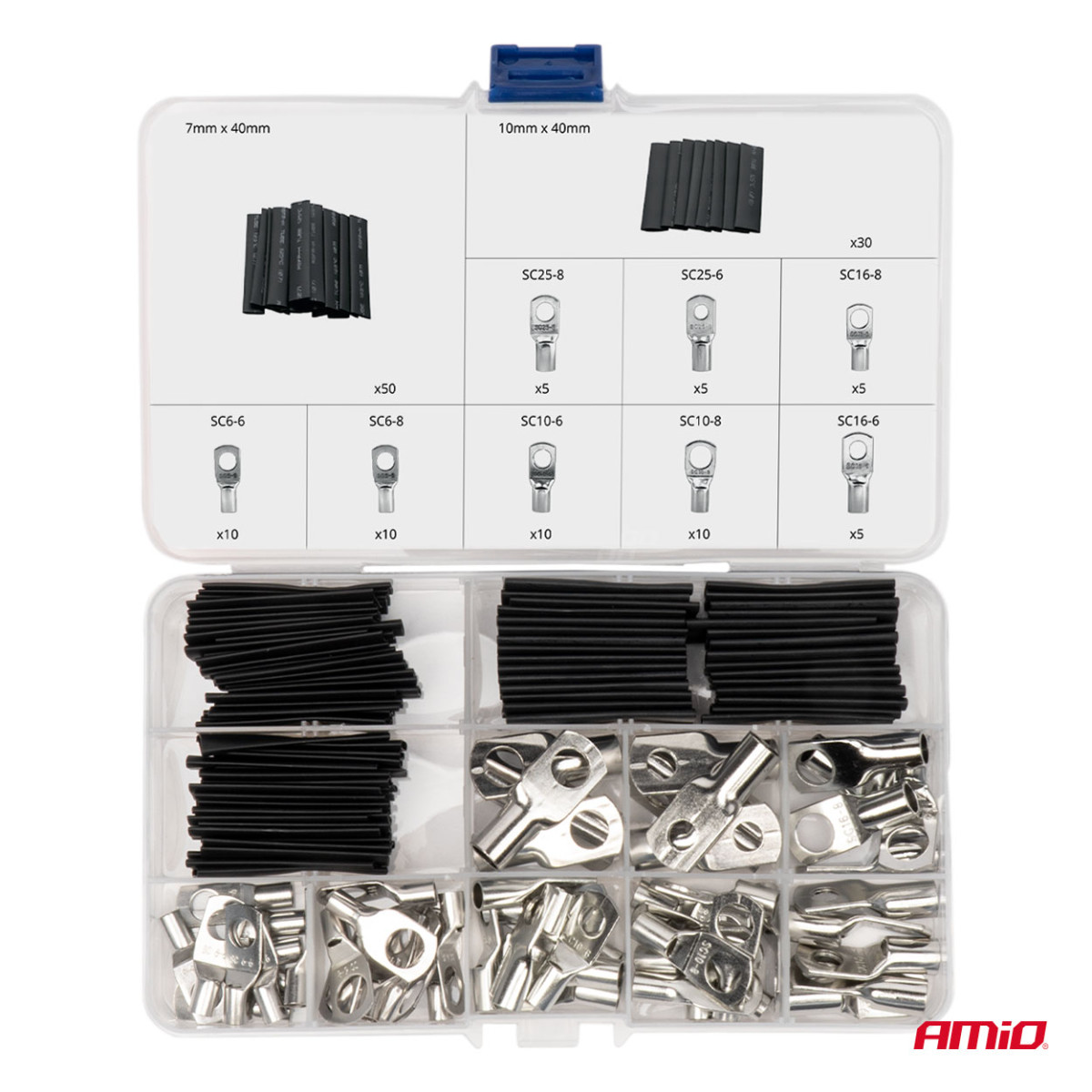 Termokahanevad juhtmeühendused ja hülsid, 140 tk. AMIO-04122