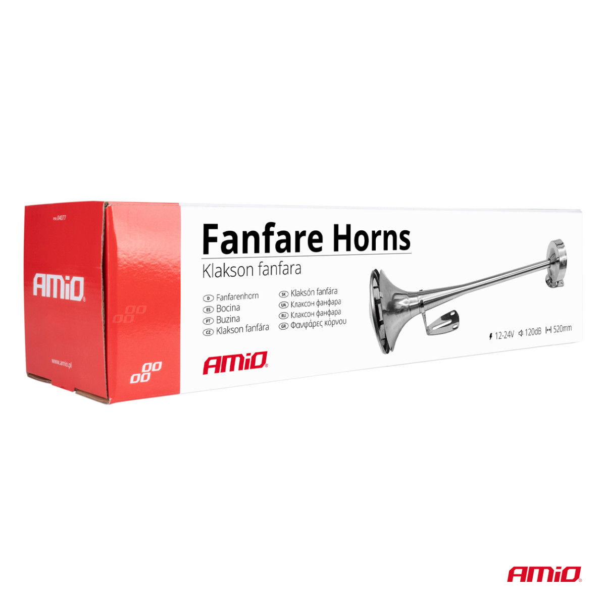 Signaal – kroom, 520 mm, 115 dB, 12/24V, kõrge helitugevusega, AMIO-04077