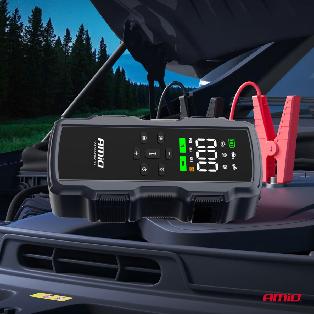Käivitusabi 4 ühes kompressoriga / varupatarei 12V 17Ah 900A, AMIO-05126