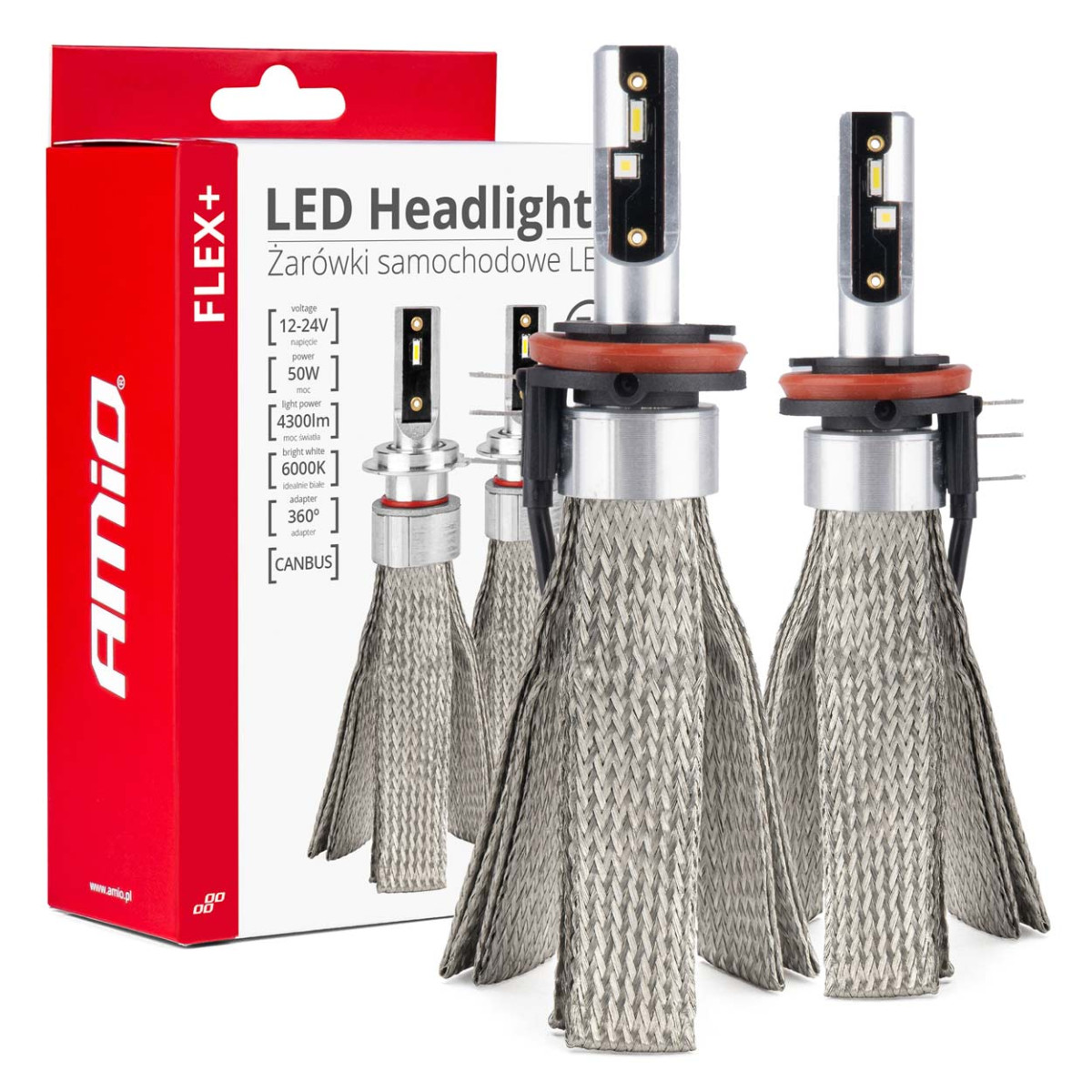 LED-esitulede pirnid FLEX+ H15 6000K seeria 12V 24V Canbus, 2 tk. AMIO-03666
