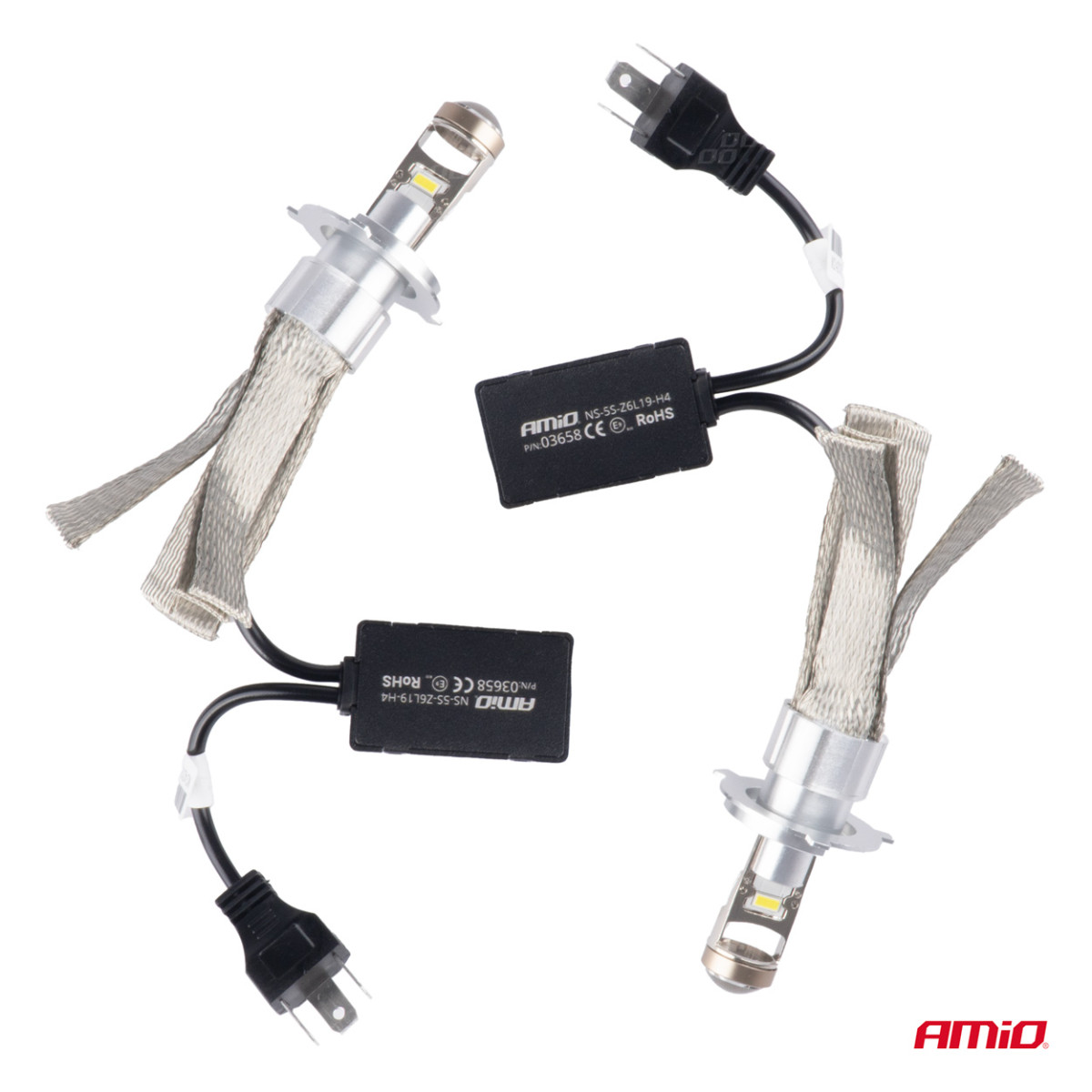 LED esitulede pirnid FLEX+ seeria H4 läätsega 12V 24V 6000K Canbus, 2 tk. AMIO-03658