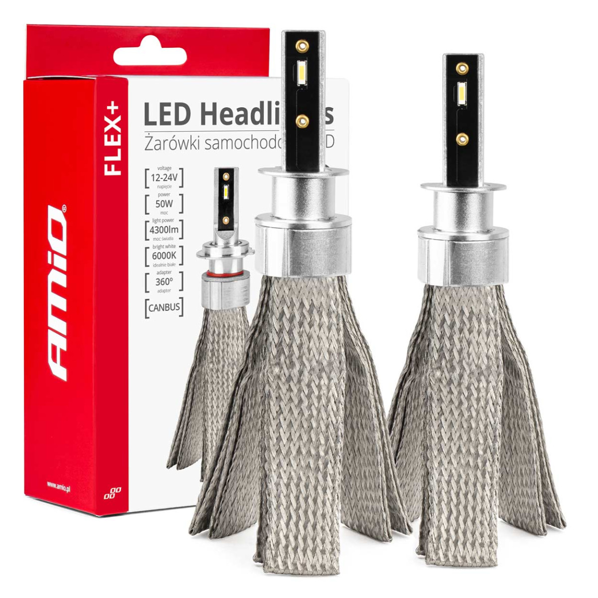 LED esitulede pirnid FLEX+ seeria H1 canbus 6000K 12-24V AMIO-03655