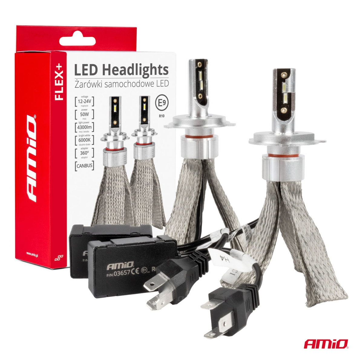 LED-esitulede pirnid FLEX+ seeria H4/H19 Canbus 6000K 12-24V AMIO-03657