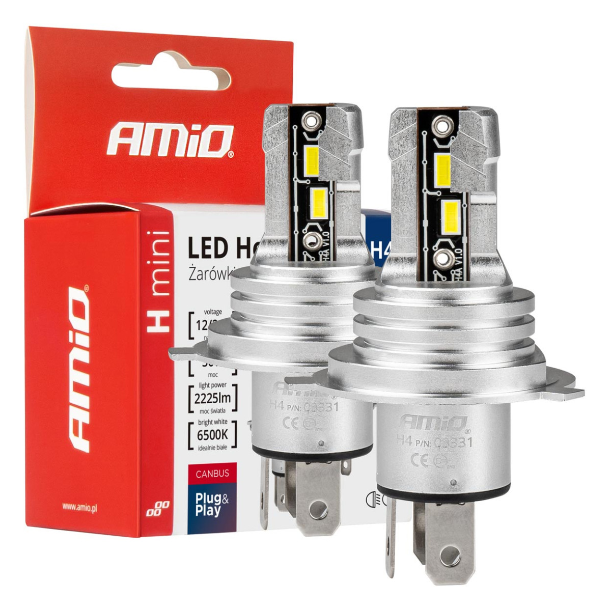 LED-esitulede pirnid H-mini seeria H4/H19 AMiO-03331