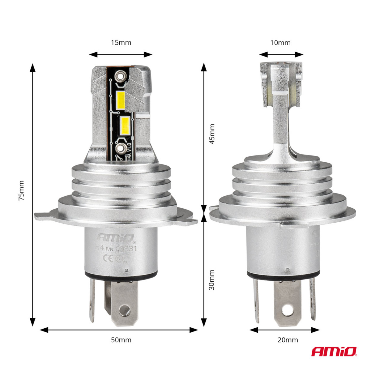 LED-esitulede pirnid H-mini seeria H4/H19 AMiO-03331