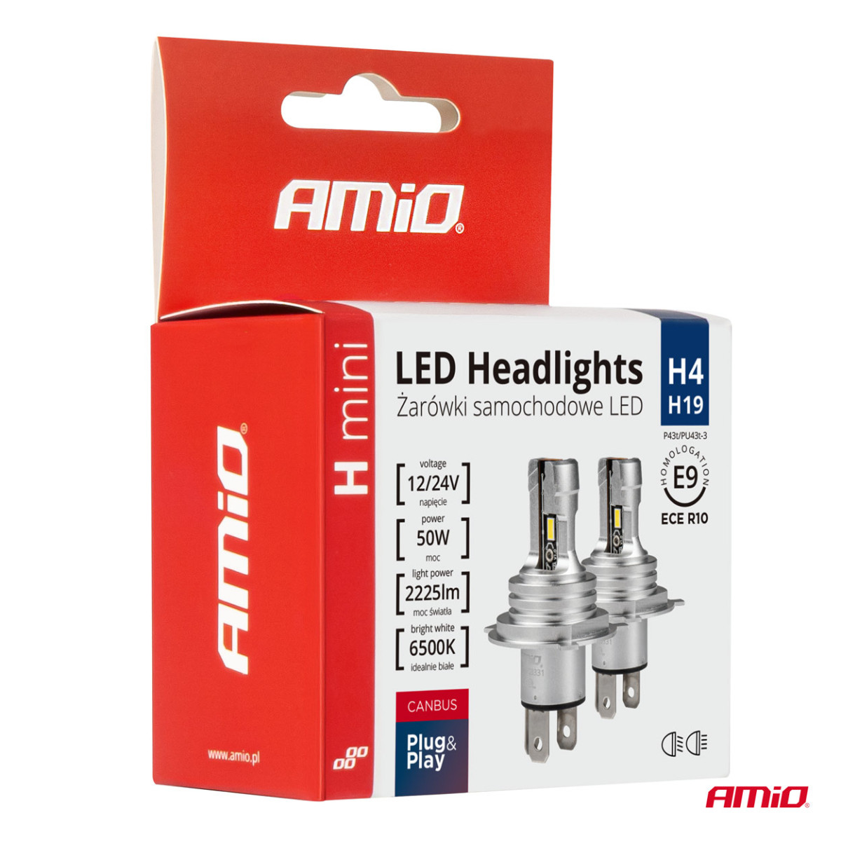 LED-esitulede pirnid H-mini seeria H4/H19 AMiO-03331