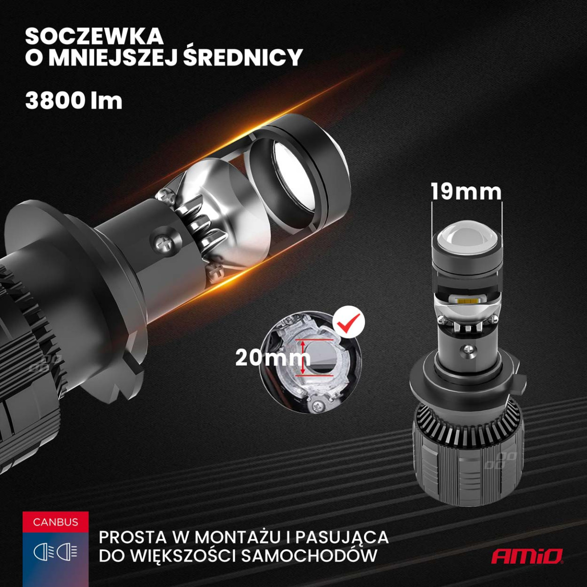 LED-esitulede pirnid H7 PL objektiivi seeria AMiO-03668