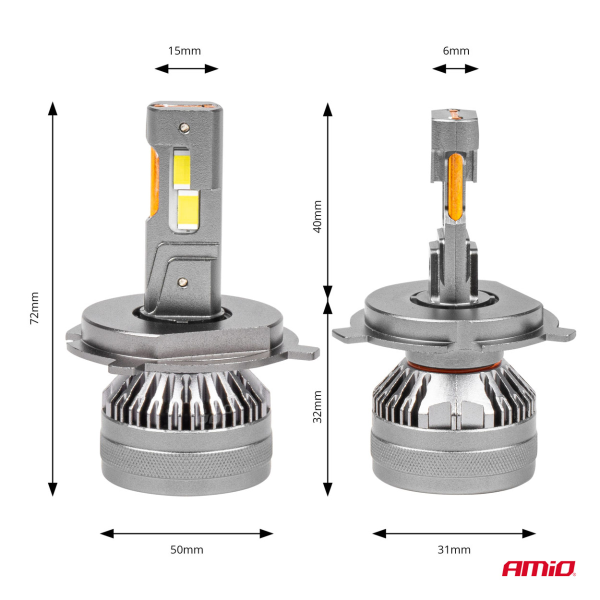 LED-esitulede pirnid HP seeria H4/H19 12-24V AMiO-03673