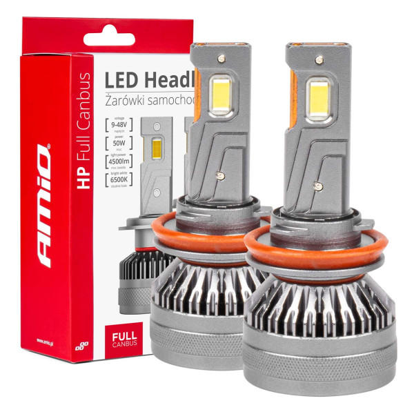 LED-esitulede pirnid HP seeria H8/H9/H11/H16 Canbus AMiO-03677