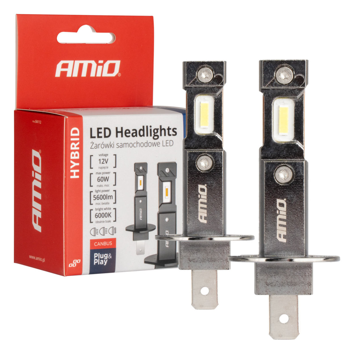 LED-esitulede pirnid hübriid H1 6000K Canbus 60W AMIO-04112