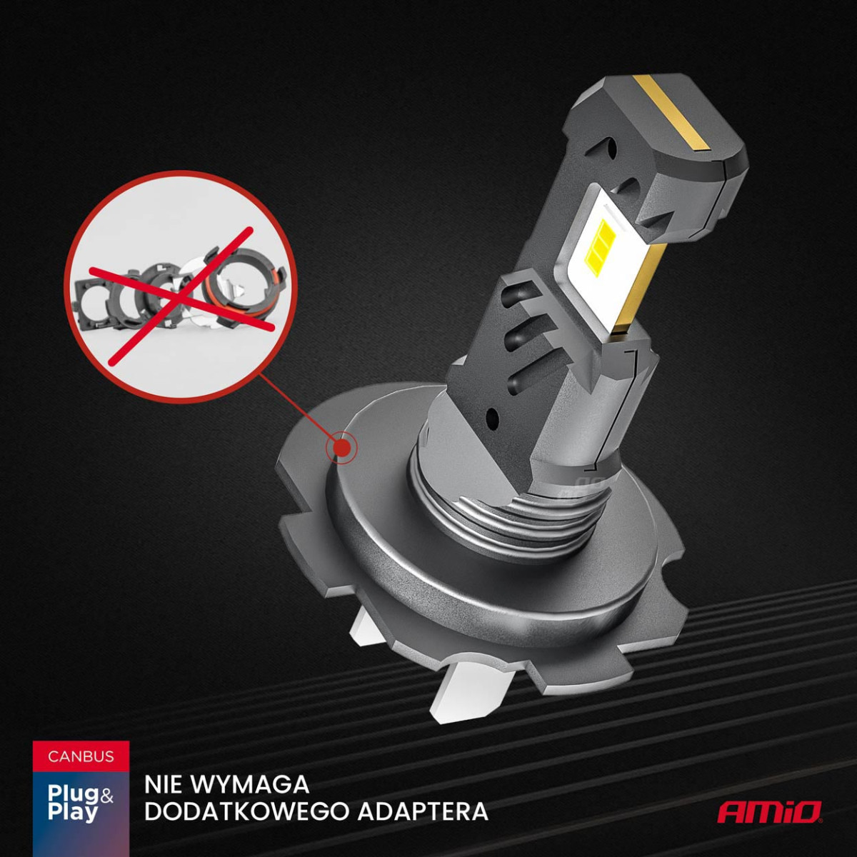 LED-esitulede pirnid hübriidseeria H7 H18 6000K Canbus 60W AMIO-04115
