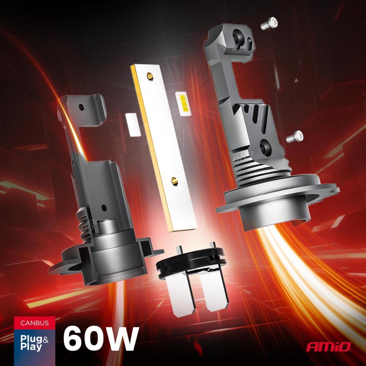 LED-esitulede pirnid hübriidseeria H7 H18 6000K Canbus 60W AMIO-04115