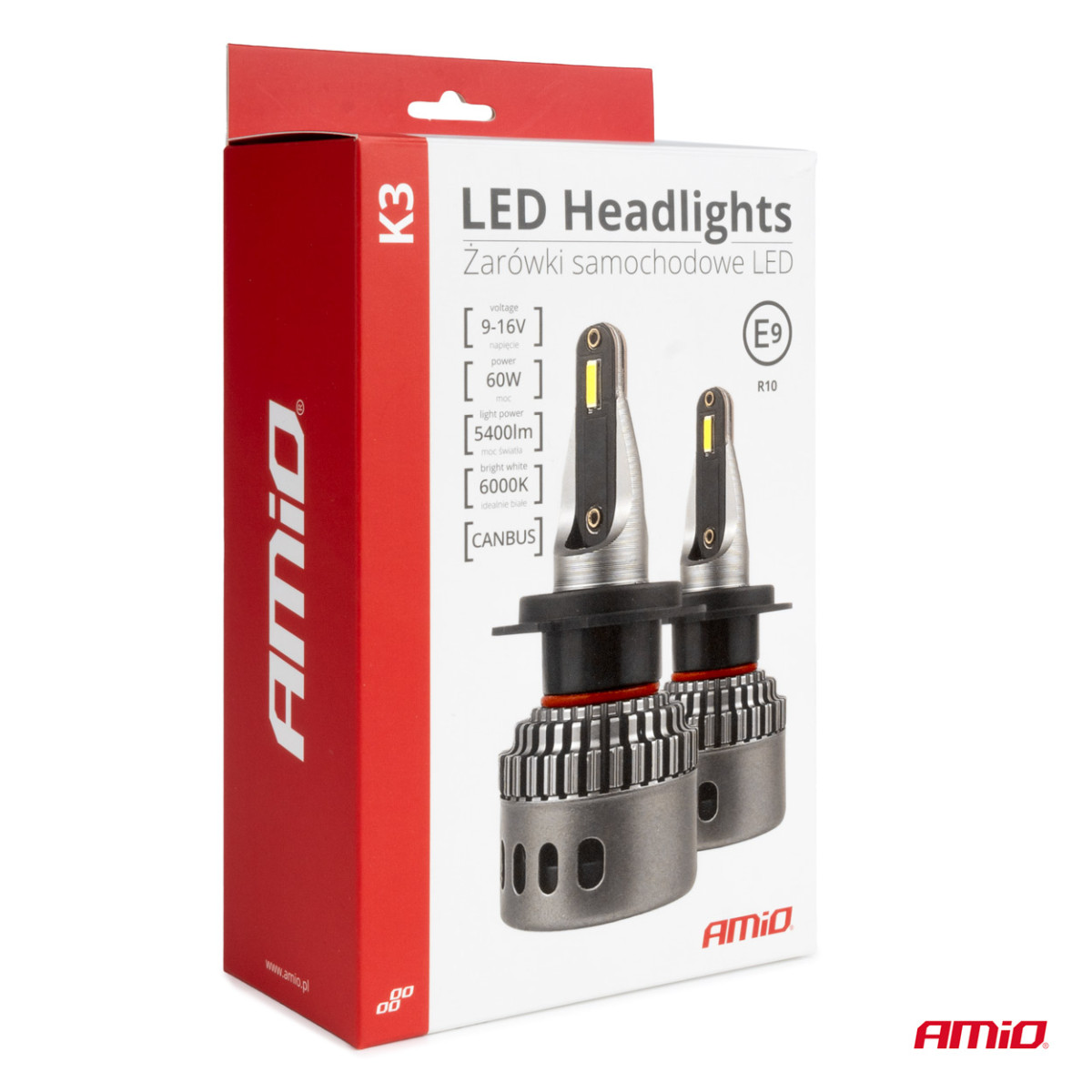 LED-esitulede pirnid K3 seeria H1 12V 6000K Canbus AMIO-03680