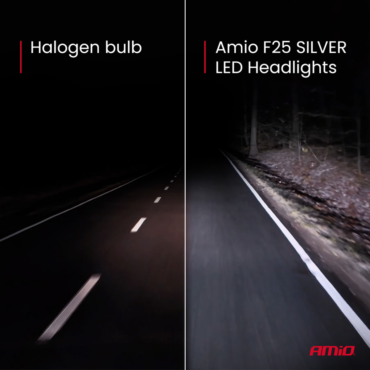 LED-esitulede pirnid F25 hõbedased täis CANBUS HB4 9006 52W 12V 24V AMIO-04707