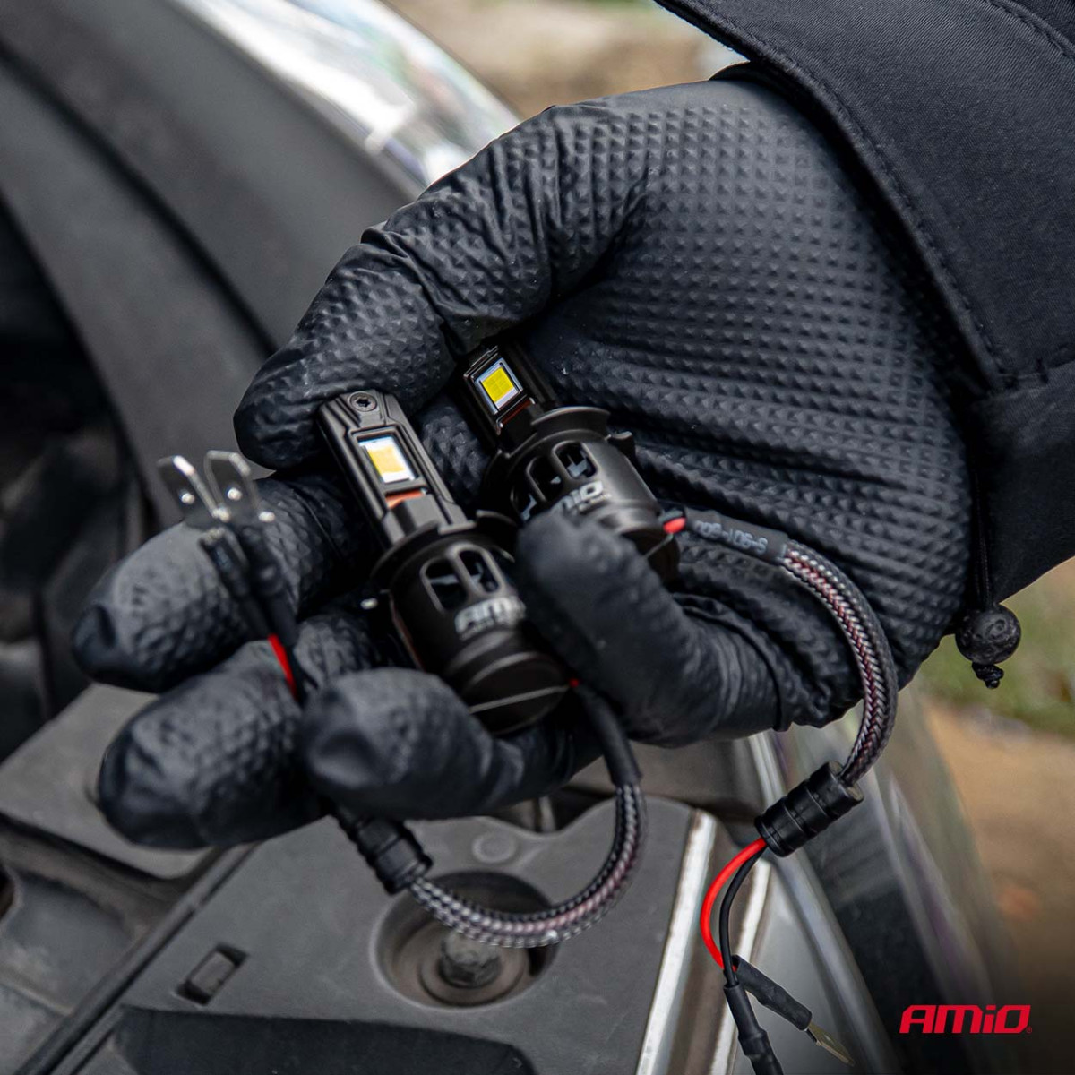 LED esitule pirnid seeria F25 PRO mustad täis CANBUS H3 68W 12V 24V, AMIO-04718