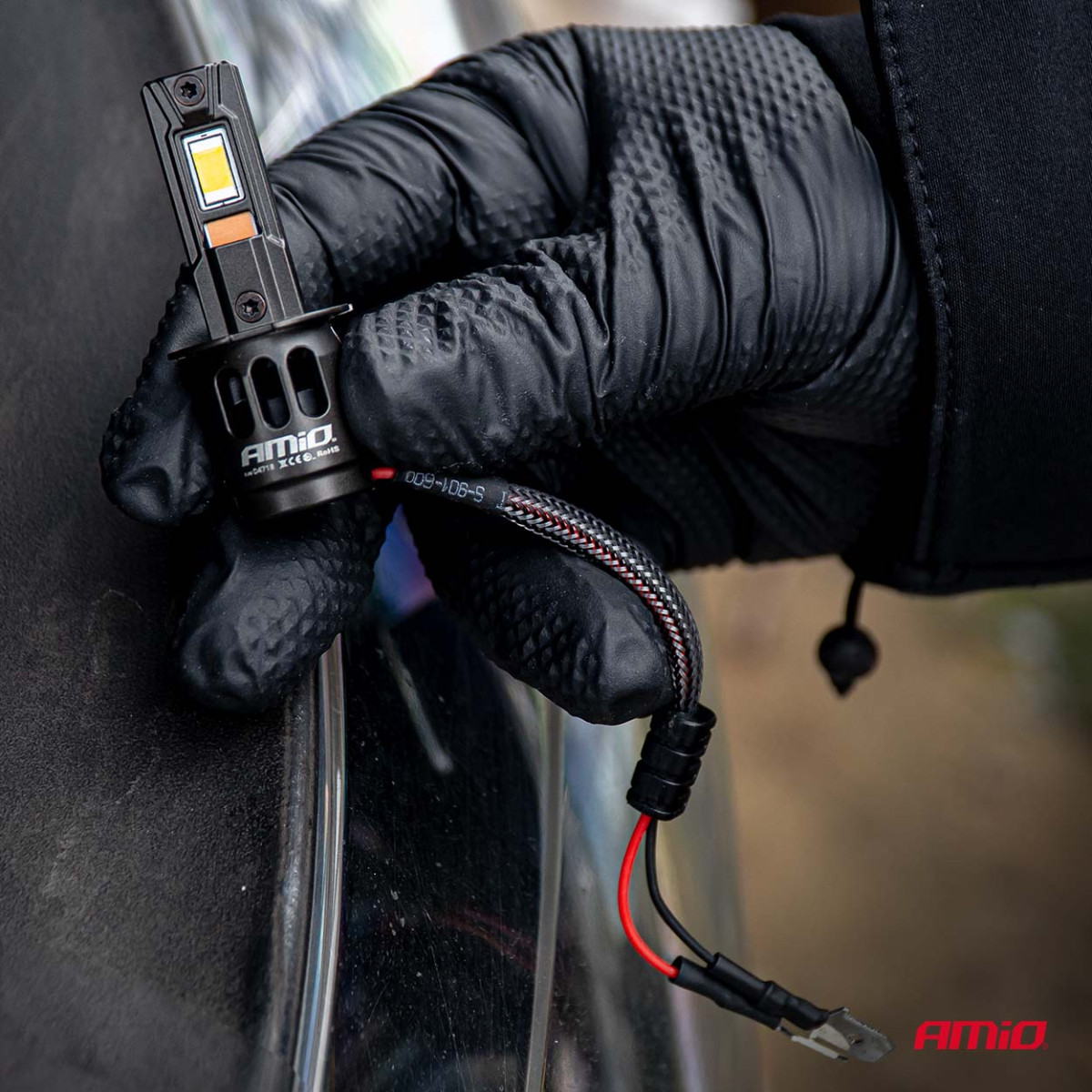 LED esitule pirnid seeria F25 PRO mustad täis CANBUS H3 68W 12V 24V, AMIO-04718