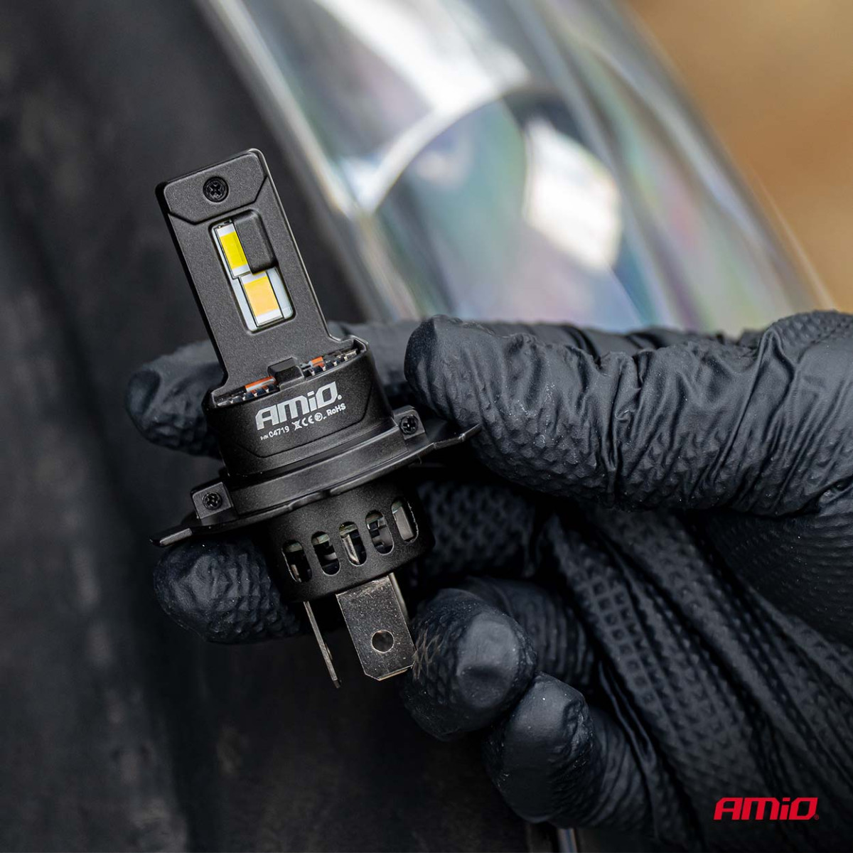 LED-esitulede pirnid F25 PRO mustad täis-CANBUS H4 H19 70W 12V 24V AMIO-04719