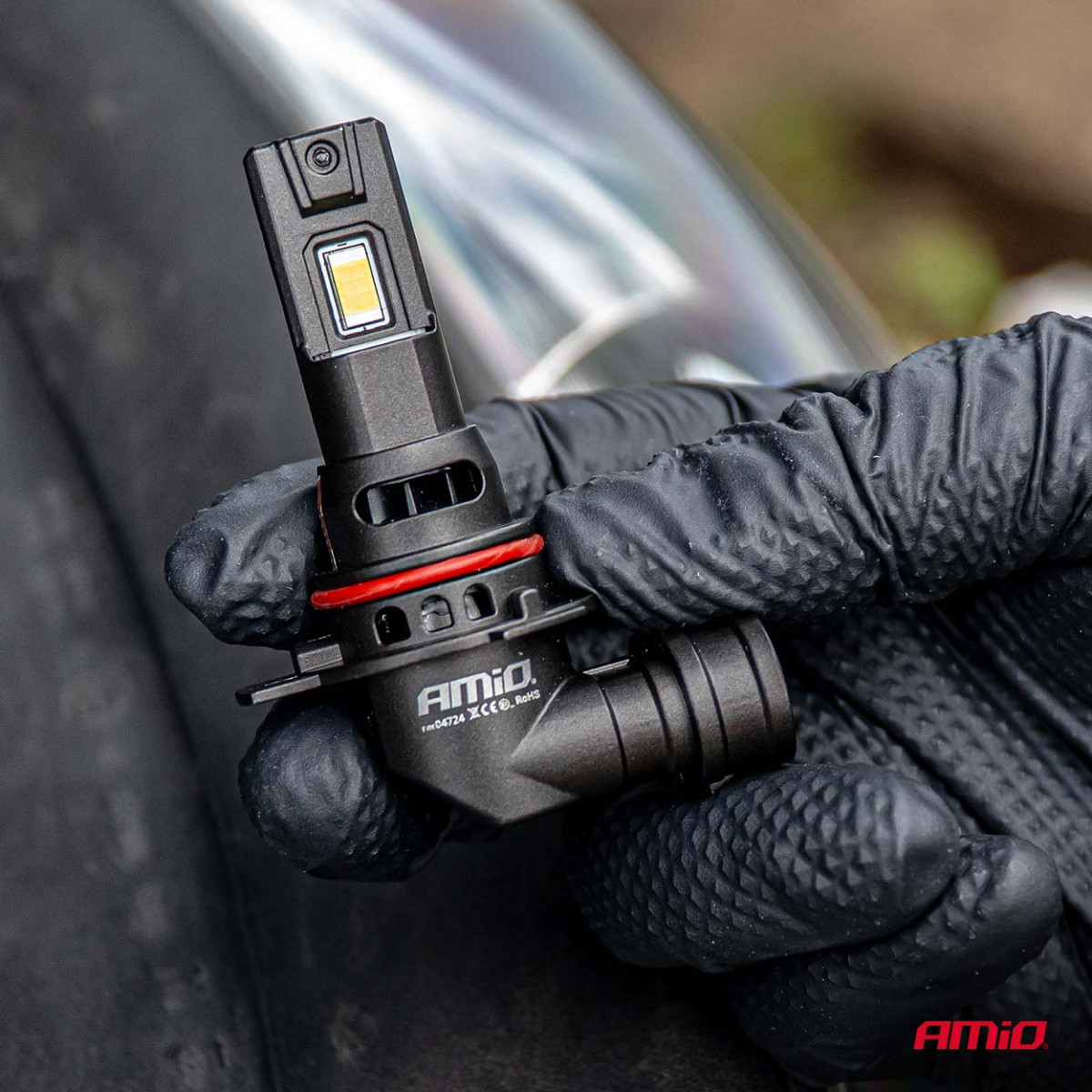 LED esitule pirnid seeria F25 PRO mustad täis CANBUS HIR2 68W 12V 24V, AMIO-04724