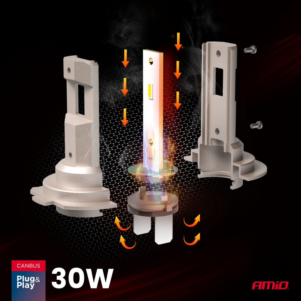 LED-esitulede pirnid seeria H25 CANBUS H7 H18 12V 30W, AMIO-04712