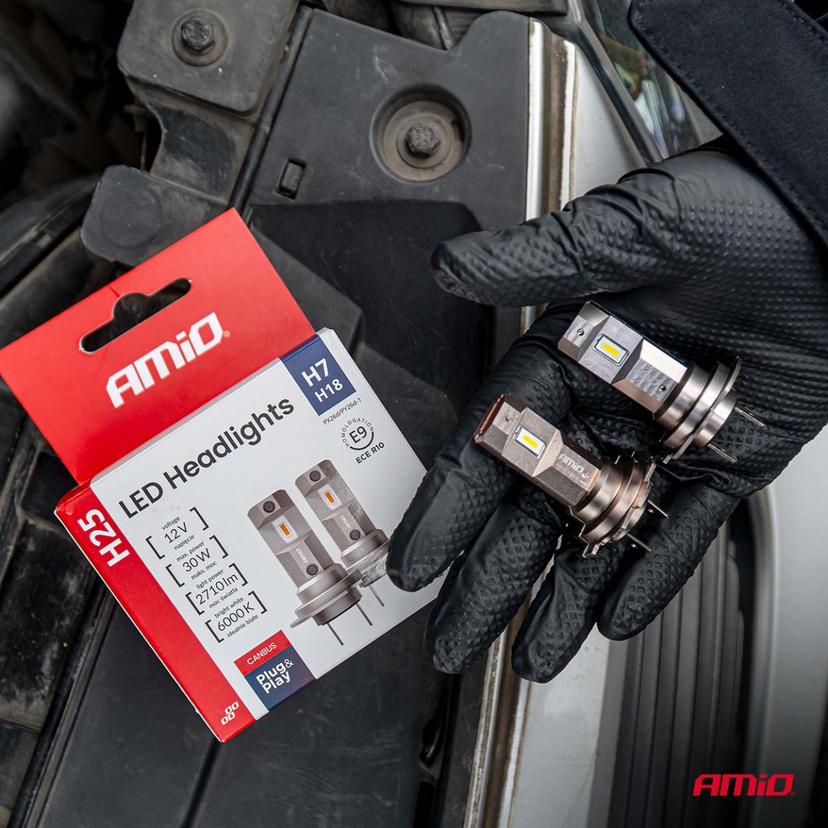 LED-esitulede pirnid seeria H25 CANBUS H7 H18 12V 30W, AMIO-04712