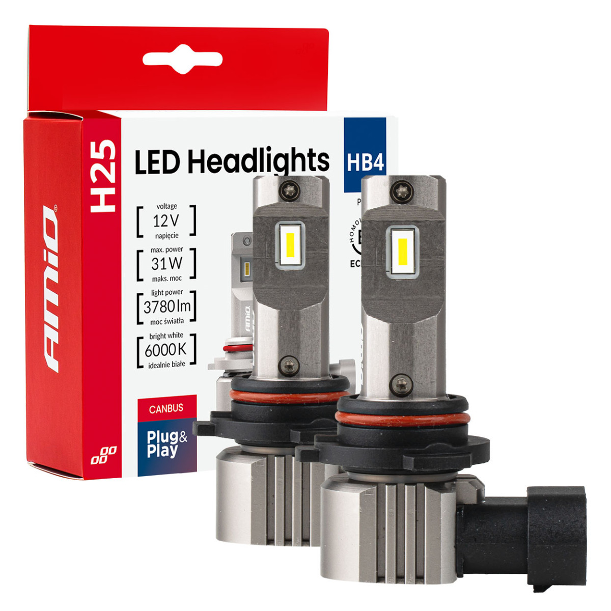 LED-esitulede pirnid seeria H25 CANBUS HB4 9006 12V 31W, AMIO-04715