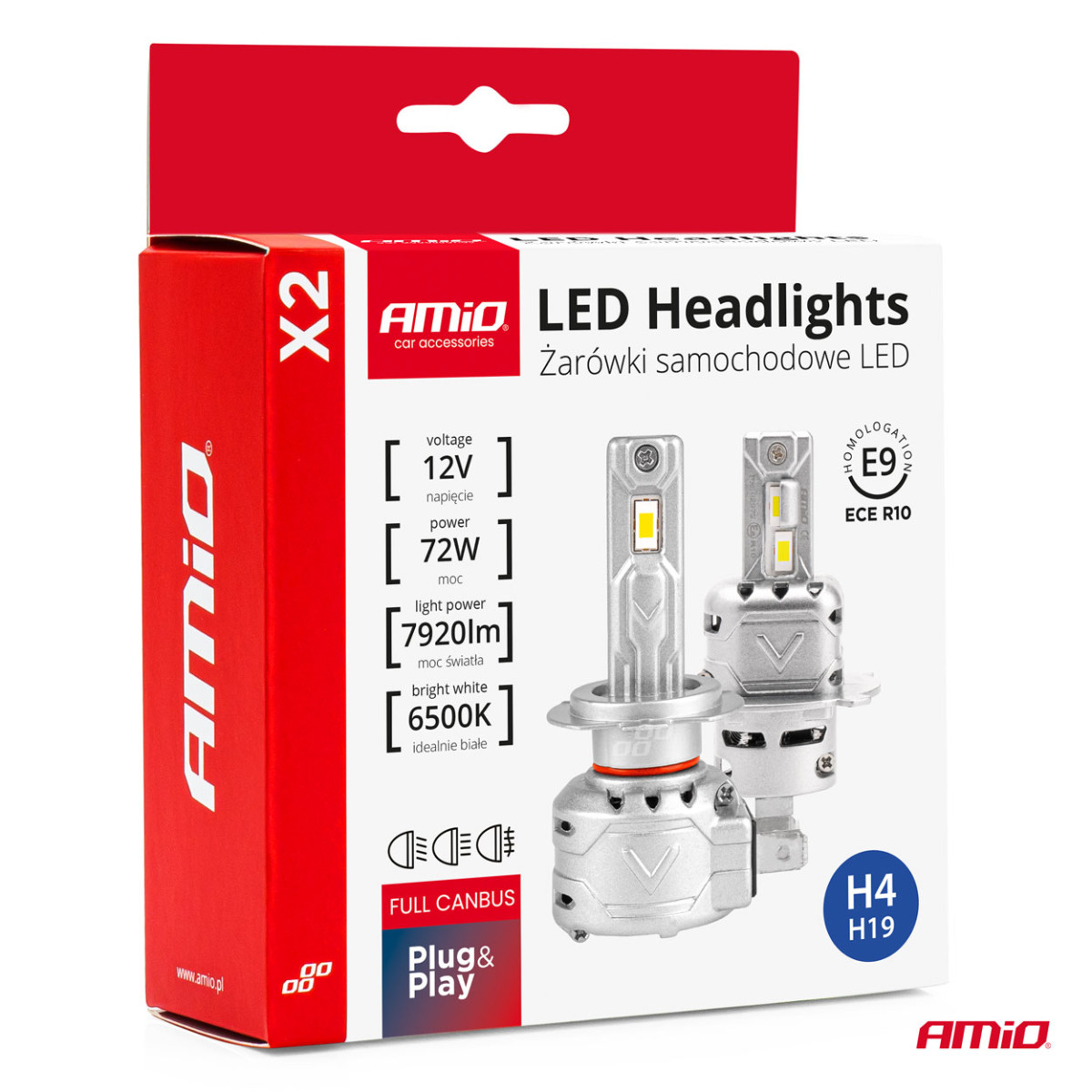 LED-esitulede pirnid X2 seeria H4/H19 AMiO-02972