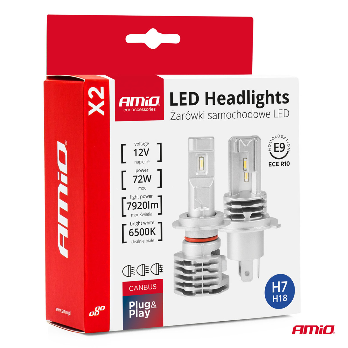 LED-esitulede pirnid X2 seeria H7 AMiO-02973