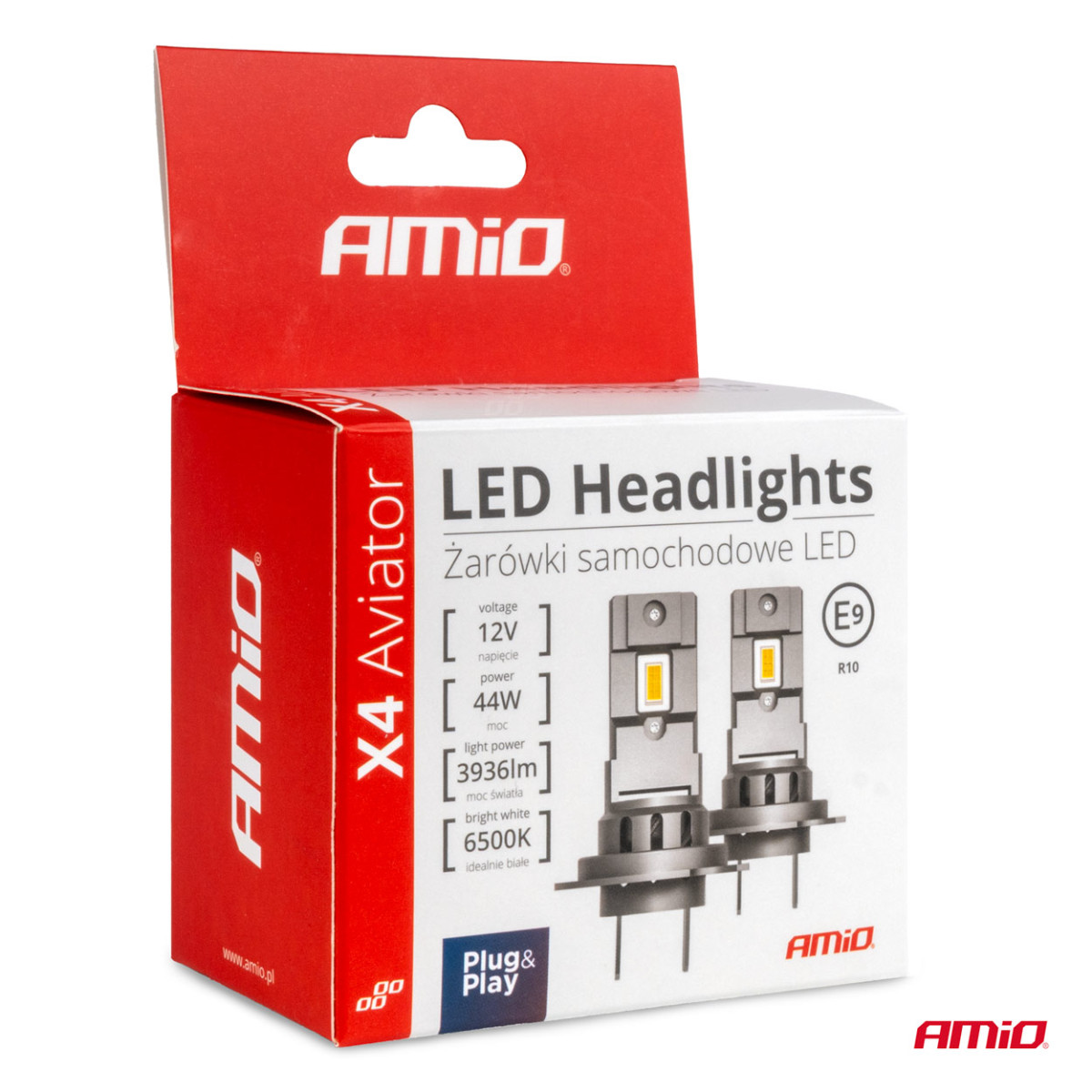 LED-esitulede pirnid X4-seeria AVIATOR HB3 9005 HIR1 9011 H10 6500K max 44W AMIO-03766