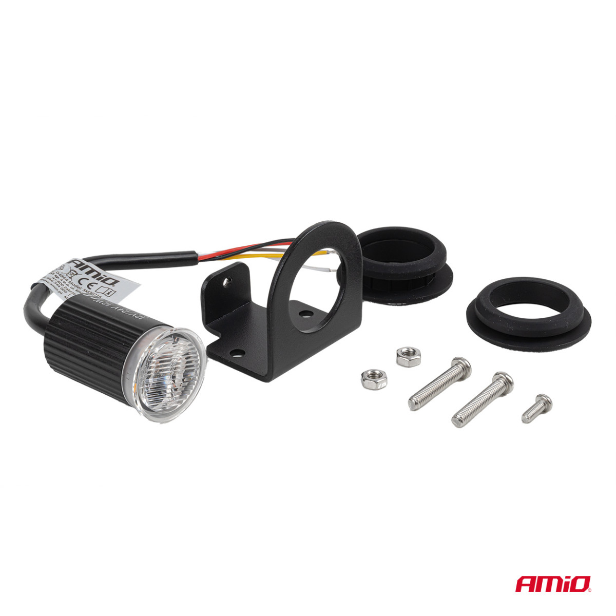 Ümmargune oranž LED hoiatuslamp R65 12V / 24V 12W AMIO-04864