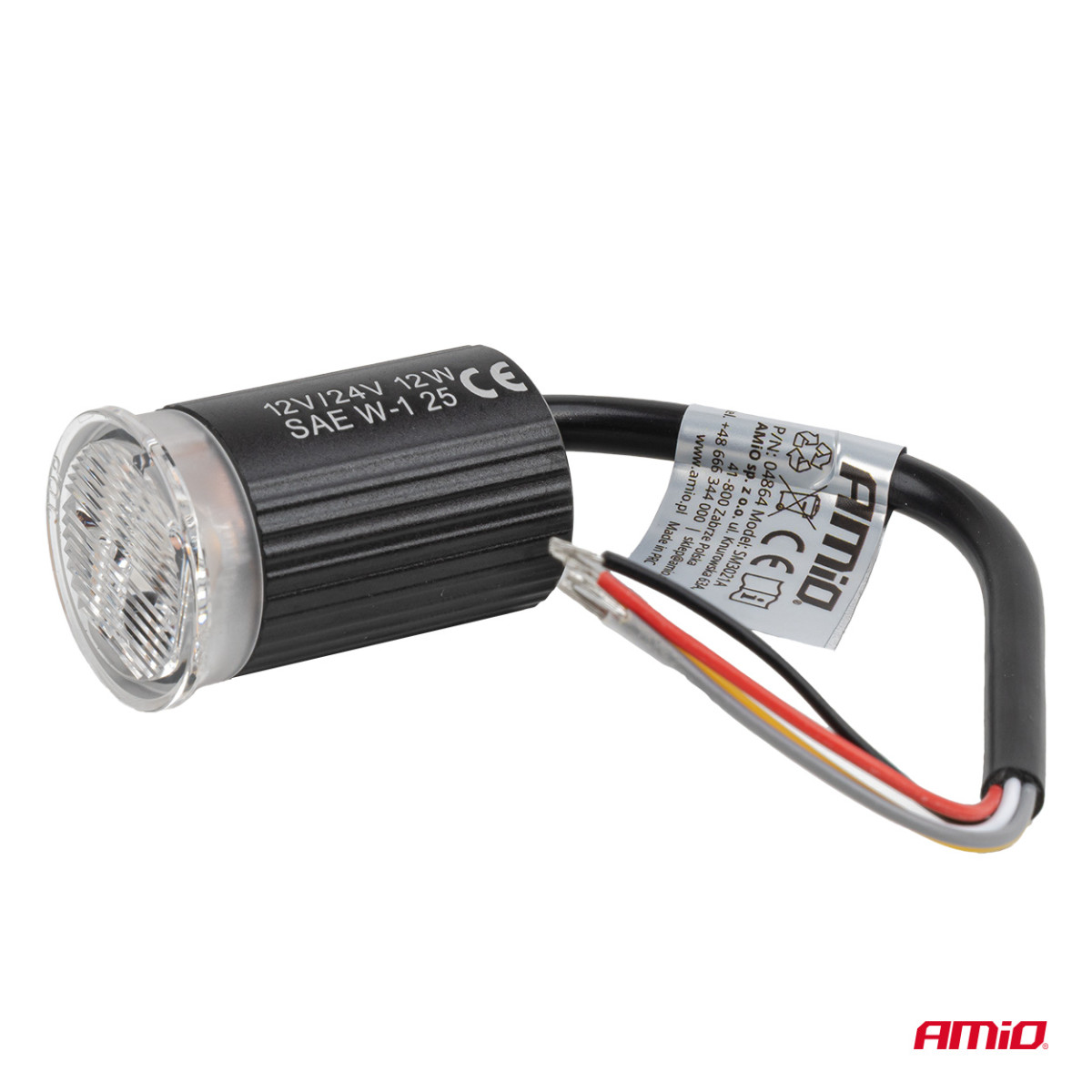 Ümmargune oranž LED hoiatuslamp R65 12V / 24V 12W AMIO-04864
