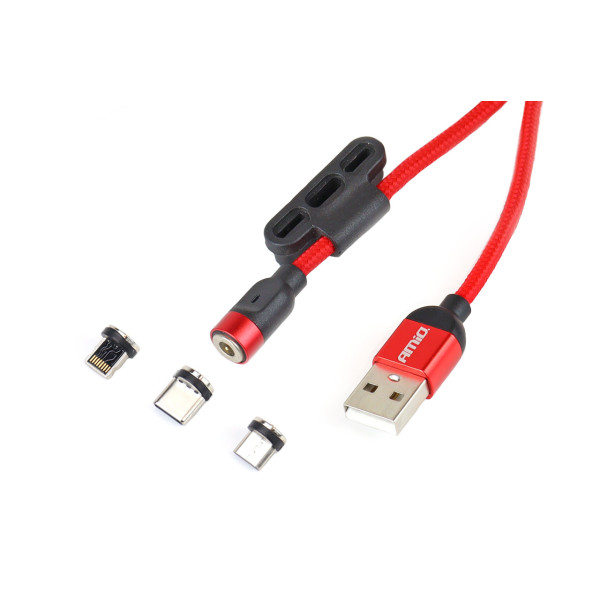 Magnetiline USB-kaabel 3-ühes – Lightning / USB-C / micro USB 1 m UC-08 AMIO-02522