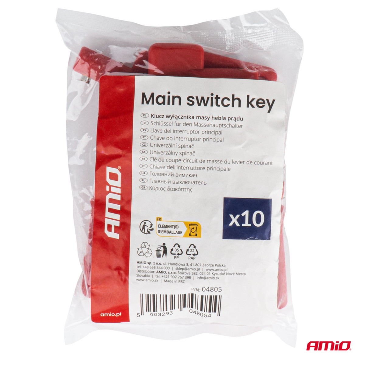 Pealüliti võtmete komplekt 10 tk, AMIO-04805