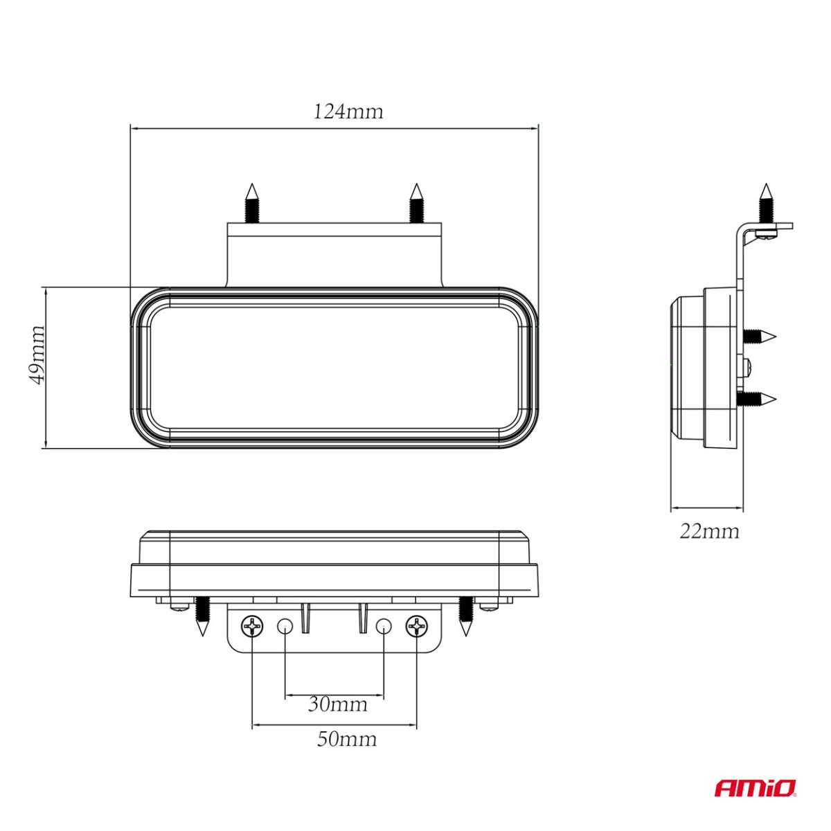 LED-gabariidituli AMiO OM-02-W, ristkülikukujuline, valge