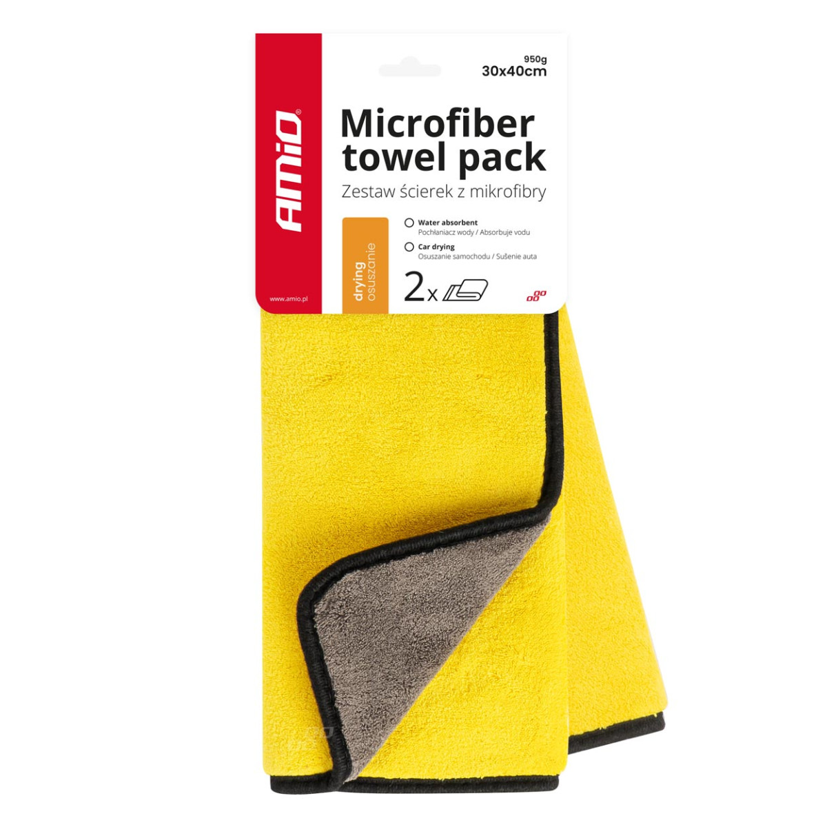 Mikrokiudrätikute komplekt 30x40 cm, 950 g/m², 2 tk. AMIO-03755