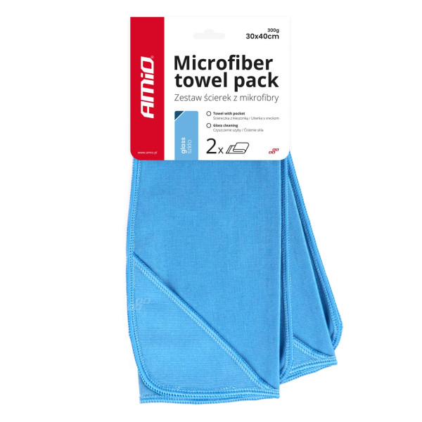 Mikrokiust klaasipuhastuslappide komplekt 30x40 cm, 300 g/m², 2 tk. AMIO-03732