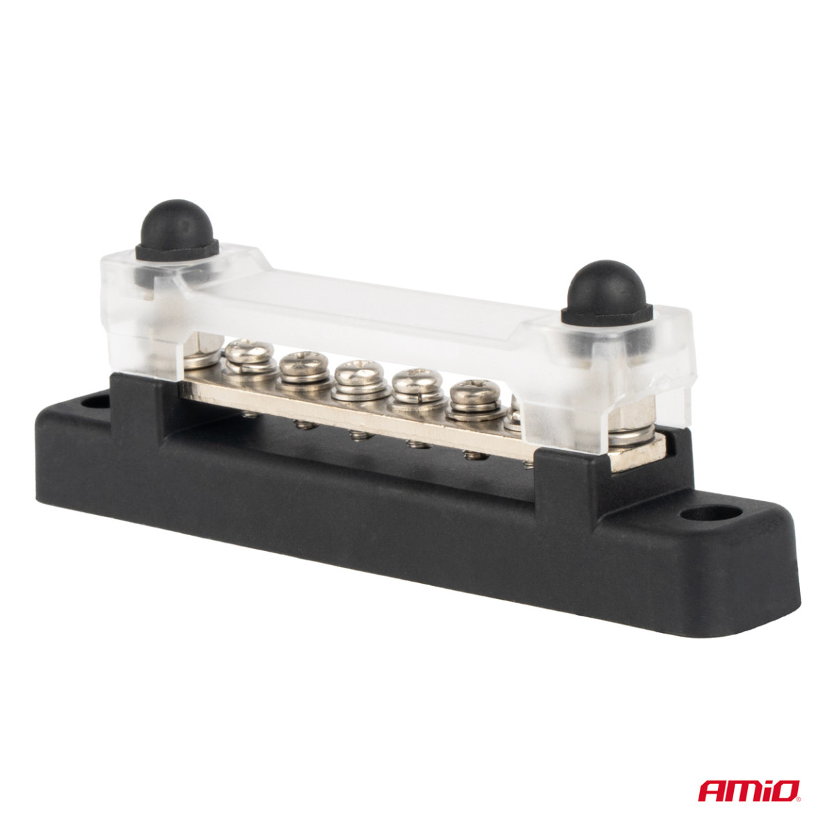 Negatiivse poolusega jaotusplokk 6 M6 kruviga, siinilatt 12/24/48V 150A, AMIO-03809