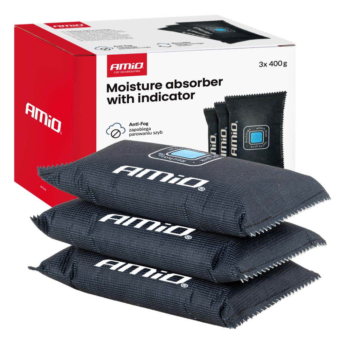 Auto niiskuseimaja indikaatoriga, 3 × 400 g AMIO-04878