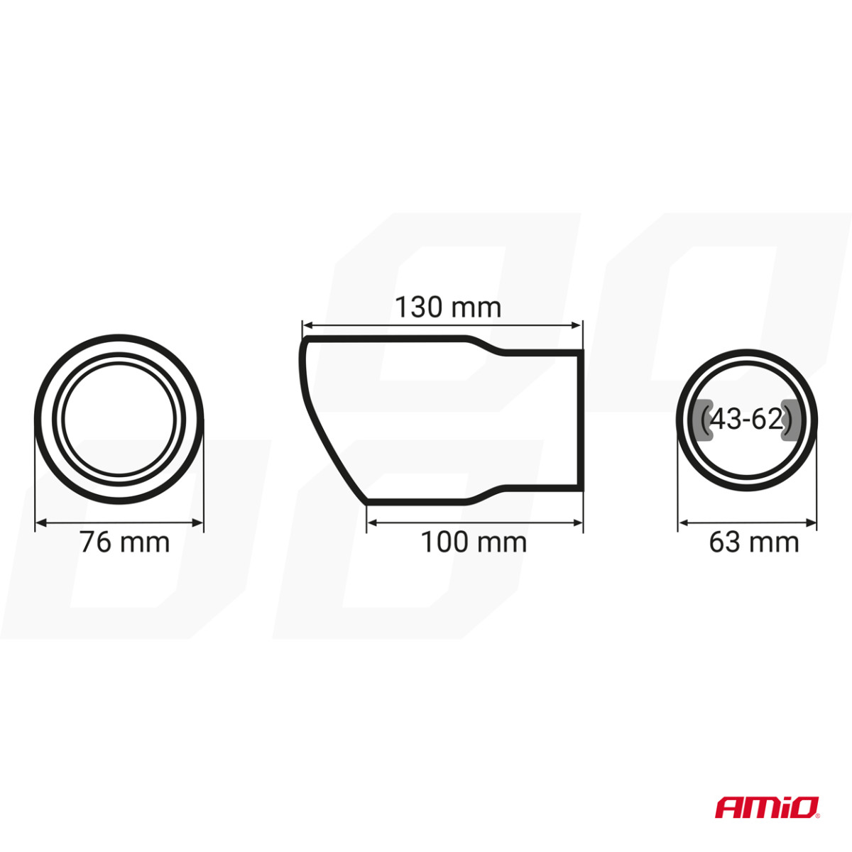 Summuti ots 43-62 mm, roostevaba teras, kroomitud, AMIO-02348